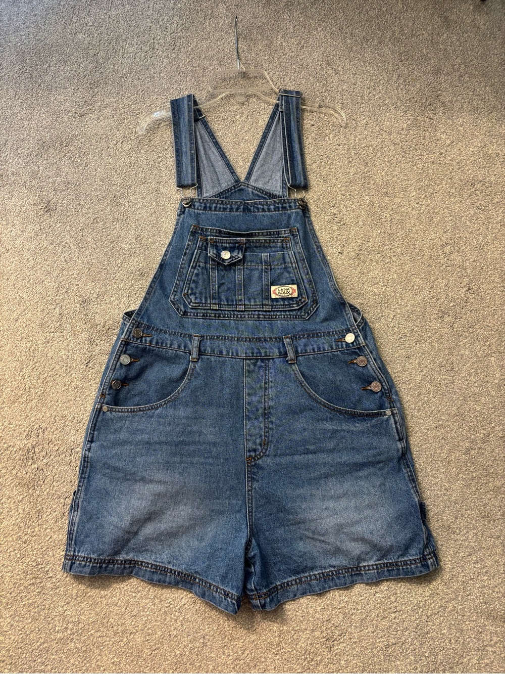 Lana Roux Denim Short Carpenter Overalls - Size L (Like New)